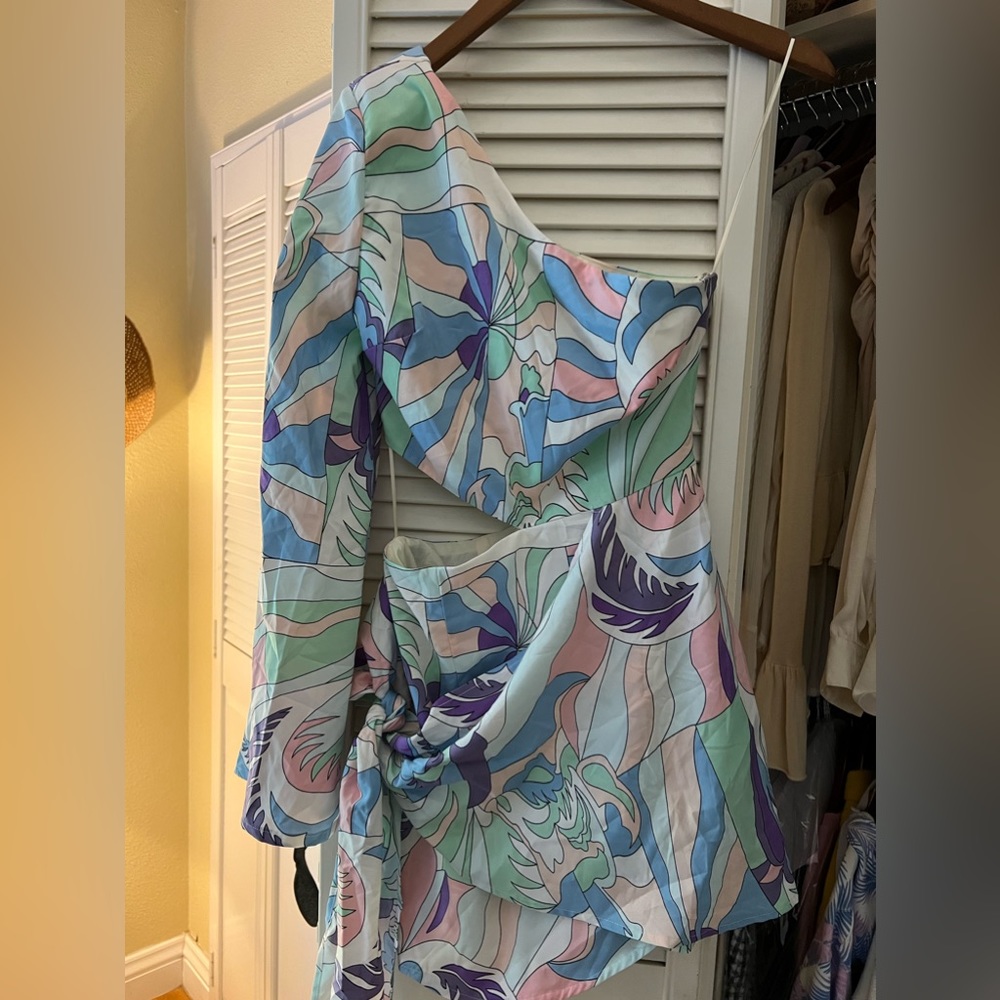 Pucci-inspired One-Shoulder Mini Dress